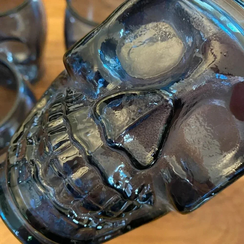 Blue Skull Drinking Glasses Set of 4
